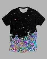 Men's Plus Size Colorful Christmas Tree Print T-Shirt Shorts Suit